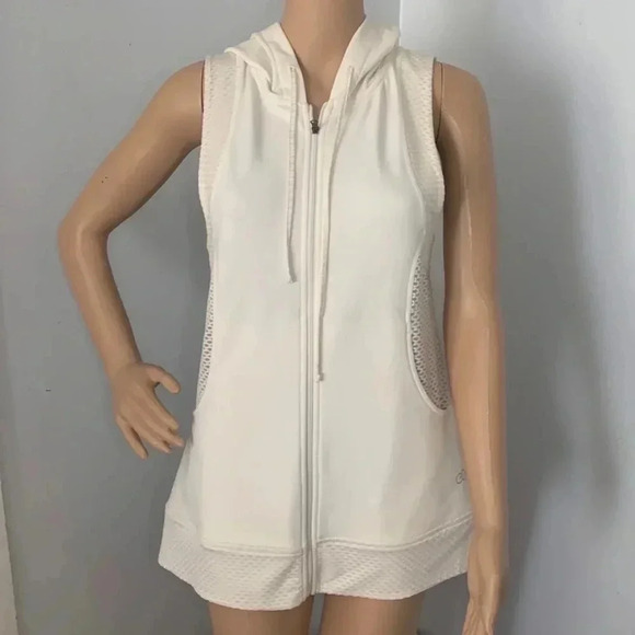 Calia by Carrie Underwood | Effortless Mesh Zip Up Sleeveless Hoodie - Picture 1 of 6